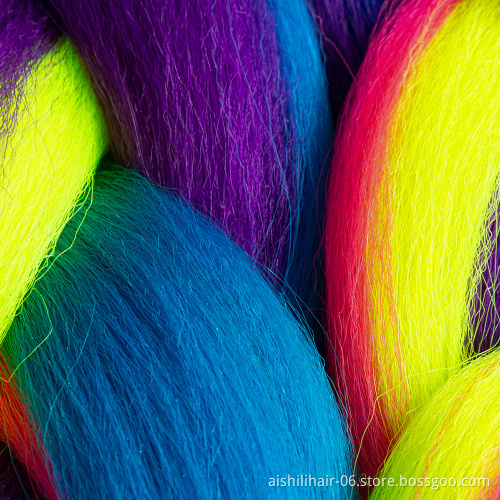 Aishili wholesale cheap 24inches 100g jumbo braiding candy blend color crochet hair extensions synthetic hair braiding